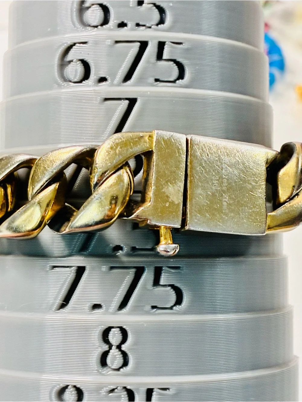 Men's Gold-Tone Cuban Link Bracelet HEAVY 90g Stainless Steel Pre loved